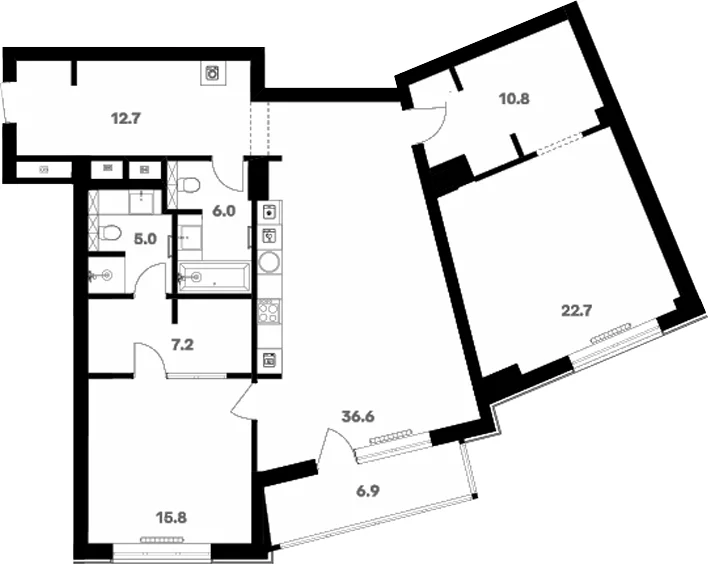 Планировка: Квартира 120,6 м² в ЖК «RIVER HOUSE Щелково»