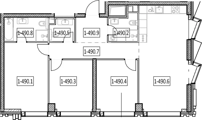 Планировка: Квартира евро-4 94,7 м² в ЖК «Айс Тауэрс»