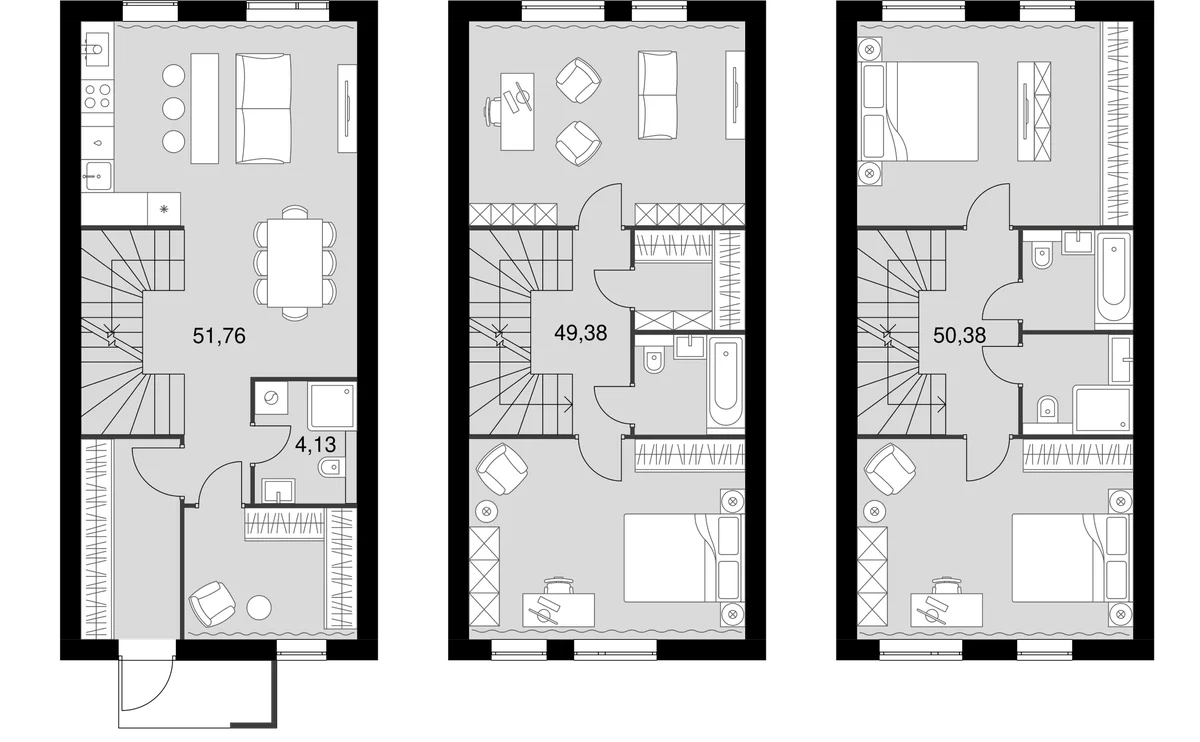 Планировка: Таунхаус 155,7 м² в ЖК «Мартемьяново Клаб»