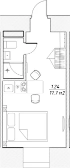 Планировка: Студия 17,7 м² в ЖК «Апарт-отель 3* в Петровском пер., 4»