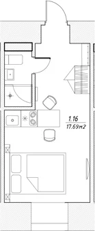 Планировка: Студия 17,7 м² в ЖК «Апарт-отель 3* в Петровском пер., 4»