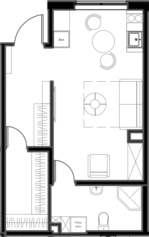 Планировка: Квартира 35,1 м² в ЖК «Мариоки»