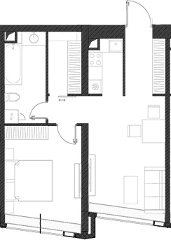 Планировка: Квартира 53,7 м² в ЖК «Дом Дау»