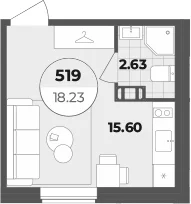 Планировка: Студия 18,2 м² в ЖК «Апарт-отель Лиговский 127»