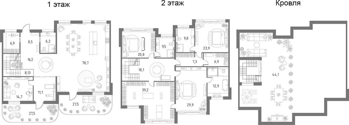 Планировка: Таунхаус 309,7 м² в ЖК «Родина Парк»
