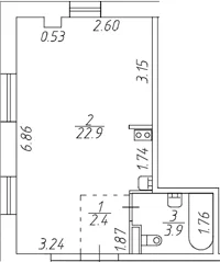 Планировка: Студия 29,2 м² в ЖК «Зум Черная Речка»