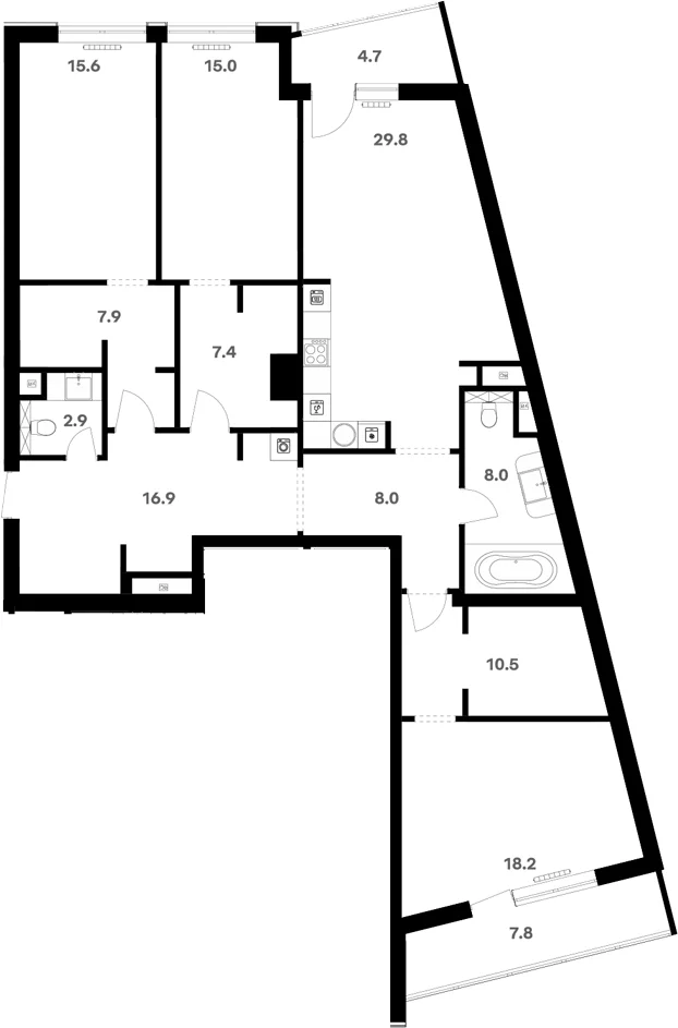 Планировка: Квартира 142,2 м² в ЖК «RIVER HOUSE Щелково»