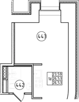 Планировка: Студия 28,2 м² в ЖК «Апарт-отель Фомин»