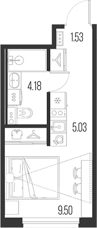 Планировка: Студия 20,2 м² в ЖК «Новая земля»