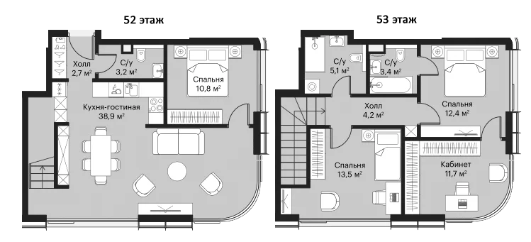 Планировка: Квартира евро-5 105,9 м² в ЖК «Сити Бэй»