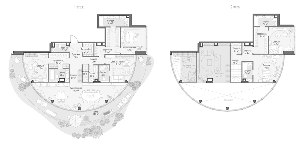 Планировка: 5-комнатная квартира 240 м² в ЖК «Клубный квартал Фрунзенский»