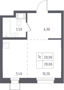 Планировка: Студия 28 м² в ЖК «Люберцы»