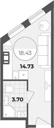 Планировка: Студия 18,4 м² в ЖК «Апарт-отель Лиговский 127»