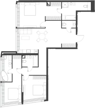 Планировка: Квартира 123,1 м² в ЖК «Дом Дау»