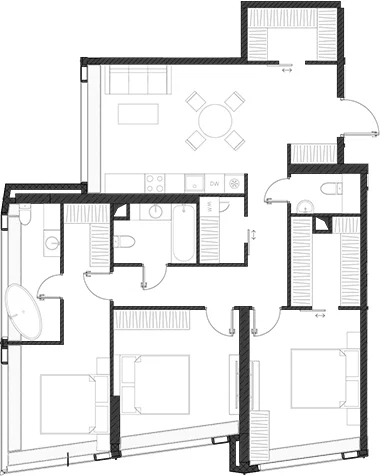 Планировка: Квартира 112 м² в ЖК «Дом Дау»