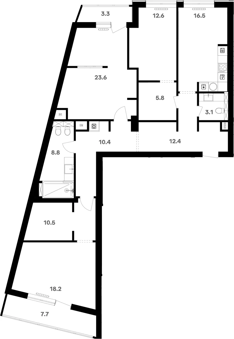 Планировка: Квартира 126,9 м² в ЖК «RIVER HOUSE Щелково»