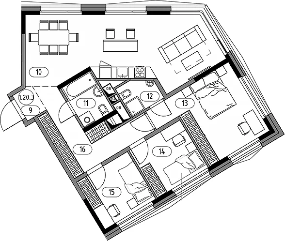 Планировка: Квартира евро-4 89,8 м² в ЖК «Кинетик. Резиденции на Дмитровском»