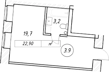 Планировка: Студия 22,9 м² в ЖК «пр-кт Обуховской Обороны, 42 к2»