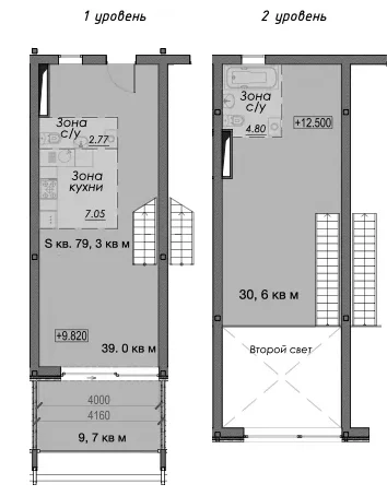 Планировка: Квартира 79,3 м² в ЖК «Лофт-апартаменты Fabrik»
