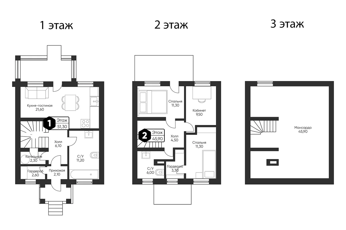 Планировка: Таунхаус 188,2 м² в ЖК «Мечта квартал Тюльпанов»