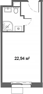 Планировка: Студия 22,9 м² в ЖК «Ситимикс»