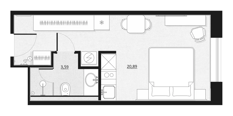 Планировка: Студия 24,5 м² в ЖК «SAAN Московские ворота»