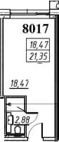 Планировка: Студия 21,4 м² в ЖК «Апарт-отель ЙЕС Приморский»