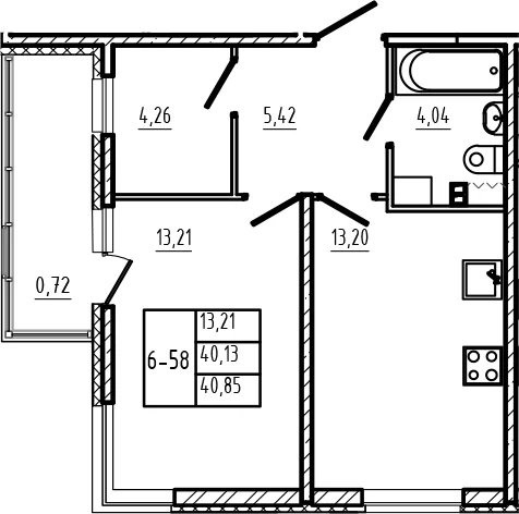 Планировка: 1-комнатная квартира 40,1 м² в ЖК «Новая история»