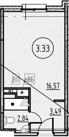 Планировка: Студия 22,9 м² в ЖК «COSMOS SMART САНКТ-ПЕТЕРБУРГ ЮЖНЫЙ ОТЕЛЬ»