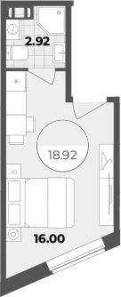 Планировка: Студия 18,9 м² в ЖК «Апарт-отель Лиговский 127»