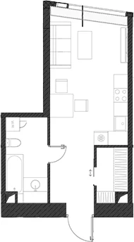 Планировка: Квартира 34,5 м² в ЖК «Дом Дау»