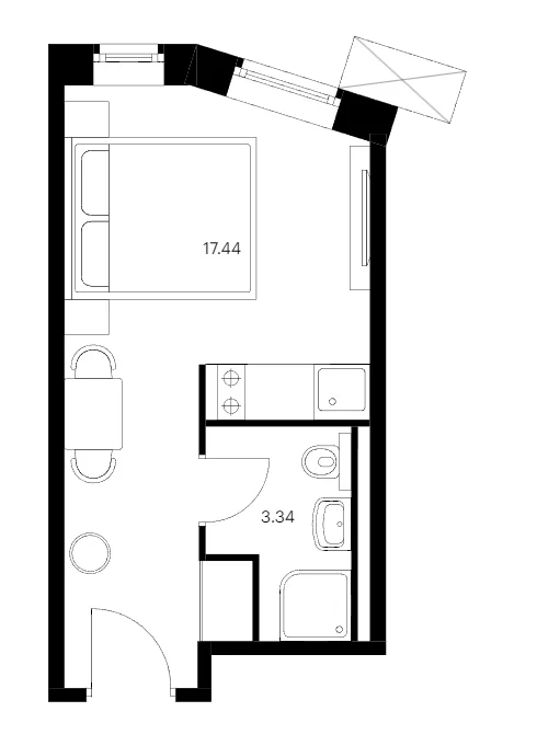 Планировка: Студия 20,8 м² в ЖК «Вольта»
