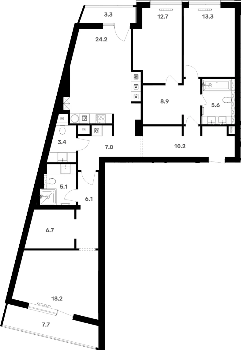 Планировка: Квартира 125,1 м² в ЖК «RIVER HOUSE Щелково»