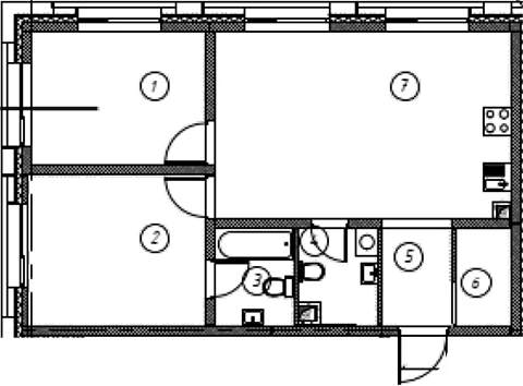 Планировка: Квартира 62,4 м² в ЖК «Ориент Экспресс»