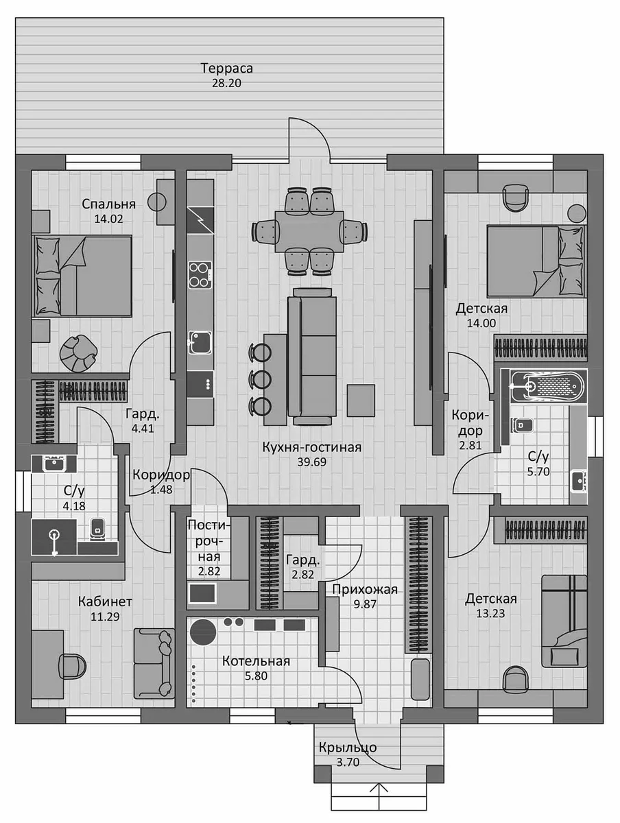 Планировка: Коттедж 130 м² в ЖК «Коттеджный поселок Север градъ»
